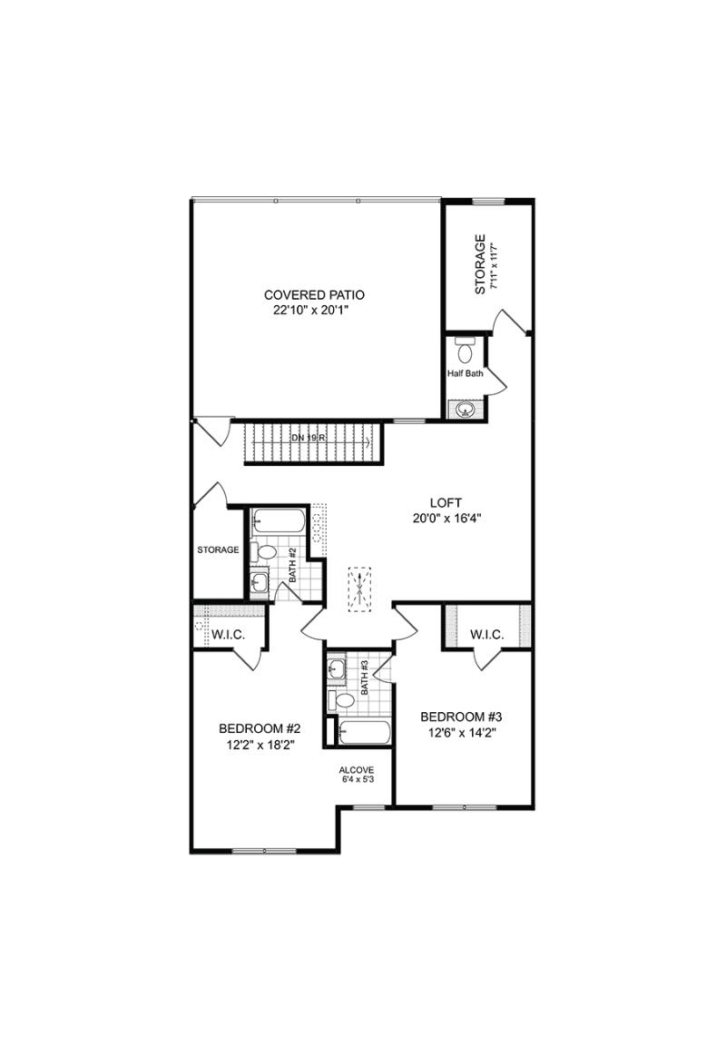 Second floor of the available Mew townhome interior unit at Ruisseau in Woodstock, GA.